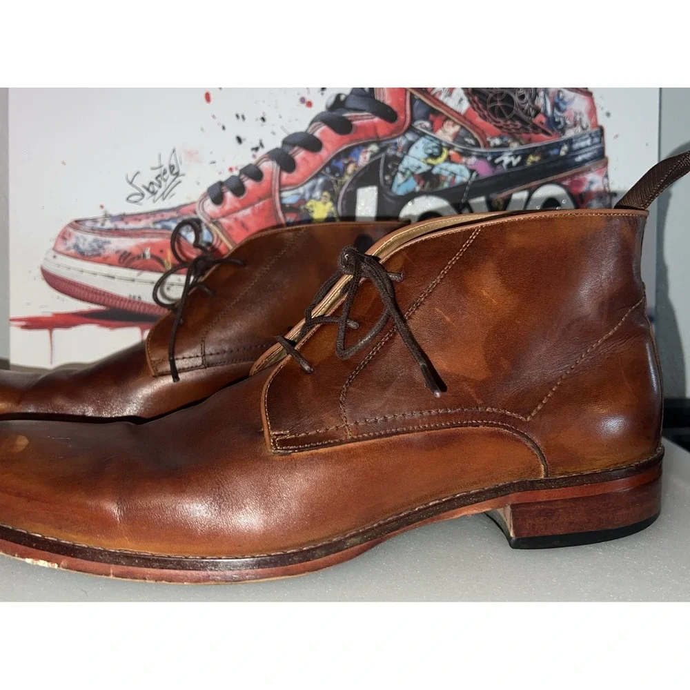 Steve Madden Favien Mens 13M Brown Leather Chukka Dress Boots Lace Up FAVI01M1